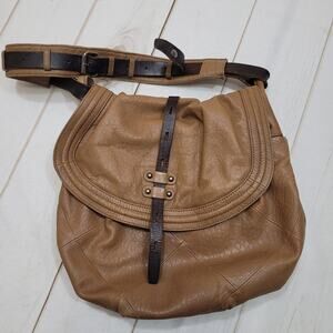 Revel New York RNY leather bag tan brown buckle shoulder purse hobo